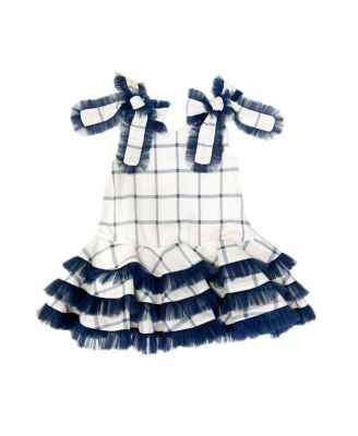 Petite Maison Kids - Girls' Checkered Linen Tulle Dress - Baby, Little Kid, Big Kid