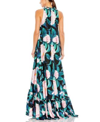 Floral Printed High Neck Babydoll Dress