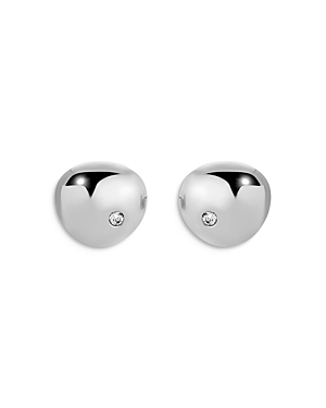 Ettika Pave Polished Pebble Stud Earrings In Silver