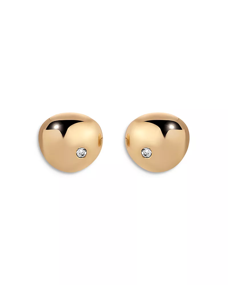 Ettika Pave Polished Pebble Stud Earrings