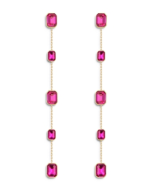 Ettika Baguette Crystal Linear Drop Earrings In Pink/gold
