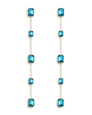 Shop Ettika Color Crystal Linear Drop Earrings In 18k Gold Plated In Blue/gold
