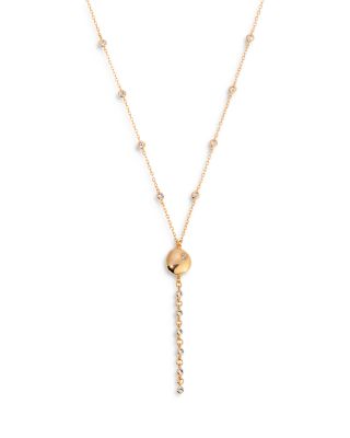 Ettika Cubic Zirconia Polished Pebble Lariat Necklace in 18K Gold Plated, 22
