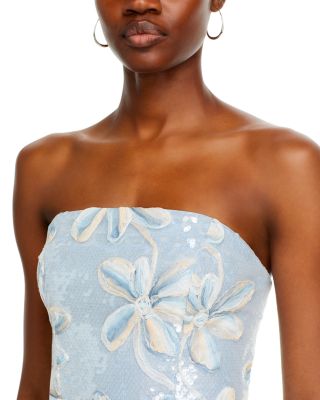 MILLY Strapless Sequin Floral Dress