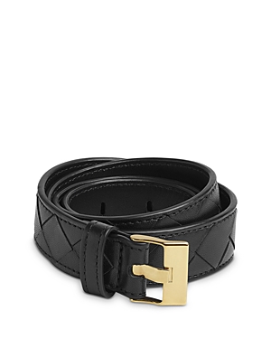 Bottega Veneta Cintura Intrecciato Leather Belt In Black