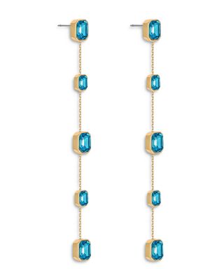 Color Crystal Linear Drop Earrings in 18K Gold Plated