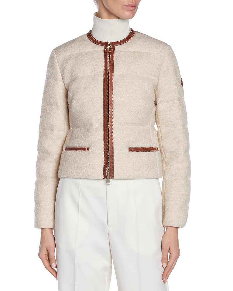 Moncler Serinde Wool Blend Down Jacket In Soft Beige