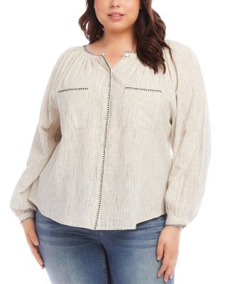 Karen Kane Edge Stitch Peasant Top