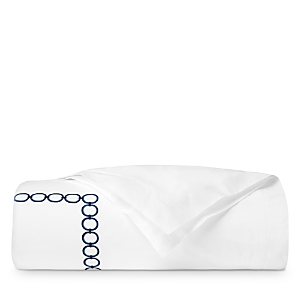 Sferra Catena Duvet Cover, King In White/navy