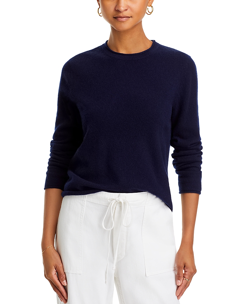 Aqua 100% Cashmere Rolled Edge Sweater - Exclusive In Blue