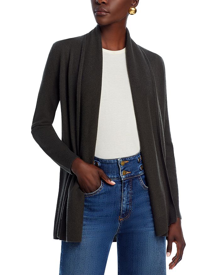 C by Bloomingdale's Cashmere Oversized V-Neck Brushed Cashmere Cardigan Beige Size L
