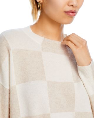 100% Cashmere Brushed Cropped Check Sweater - Exclusive