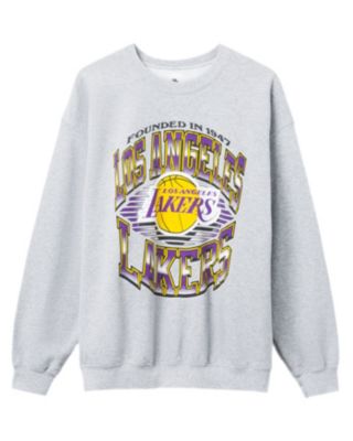 Junk Food Clothing - Unisex Lakers Chrome Lines Crew Fleece Sweatshirt