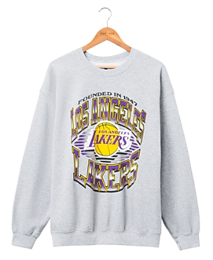 Shop Junk Food Clothing Lakers Chrome Lines Crew Fleece Sweatshirt In Grey
