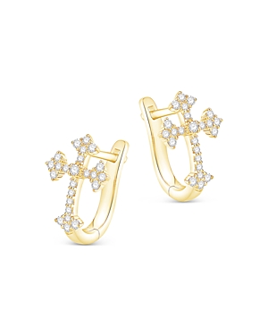 Diamond Cross Hoop Earrings in 14K Yellow Gold, 0.25 ct. t.w.