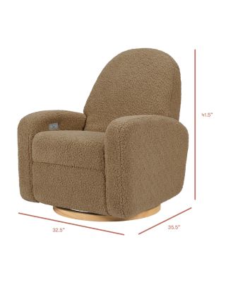 Nami Electronic Recliner and Swivel Glider Recliner in Faux Shearling with USB Port