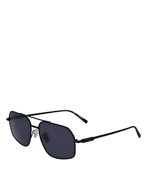 Shop Ferragamo Prisma Geometric Pilot Sunglasses, 58mm In Black/gray Solid