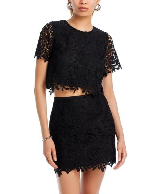 AQUA - Short Sleeve Lace Top - Exclusive