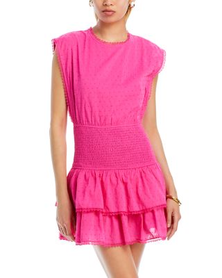 AQUA - Smocked Clip Dot Dress - Exclusive