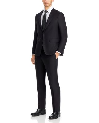 Capri Black Textured Solid Slim Fit Suit