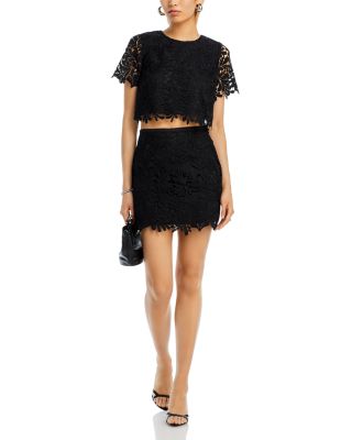 AQUA - Cropped Lace Top & Lace Mini Skirt - Exclusive