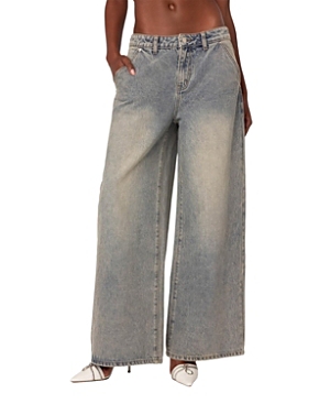 Shop Edikted Super Baggy Wide Leg Jeans In Gray