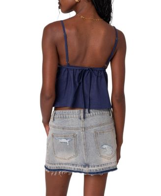 Linen Look Open Back Top