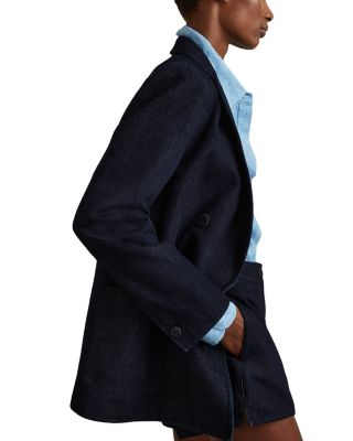 REISS Maya Double Breasted Denim Blazer | Bloomingdale's