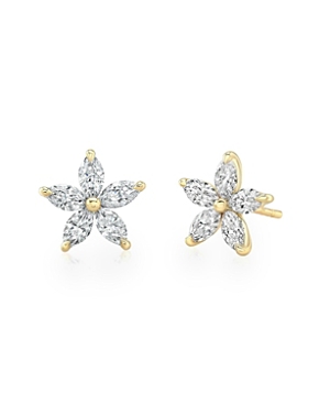 Lab Grown Diamond Marquise Blossom Stud Earrings in 14K Gold, 1.0 ct. t.w.