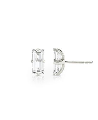  Iconic Lab-Grown Diamond Stud Earrings in 14K White Gold, 1.5ctw Baguette Lab Grown Diamonds