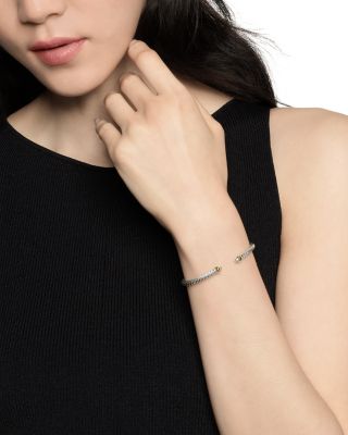 Cable Flex Bracelet in Sterling Silver with 14K Yellow Gold, 4mm