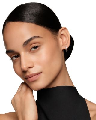 Stax Zig Zag Huggie Hoop Earrings in Sterling Silver with Diamonds, 13mm