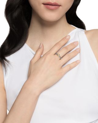 Petite Cable Flex Ring in Sterling Silver with 14K Yellow Gold and Center Diamond, 2.8mm