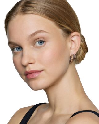 18K Rose Gold & Sterling Silver DY Mercer Cognac & White Diamond Pav&eacute; Triple Hoop Earrings