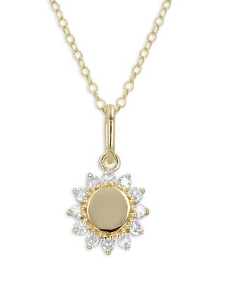 Moon & Meadow - 14K Yellow Gold Sun Diamond Pendant Necklace, 0.12 tcw