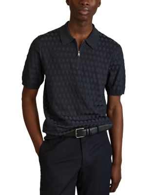 REISS - Rizzo Printed Zipper Polo Shirt