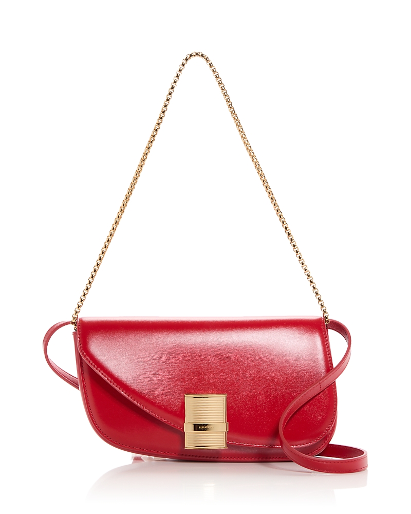Shop Ferragamo Fiamma Xs Leather Crossbody Bag In Flame Red