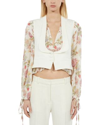 The Kooples Lace Trim Cropped Vest