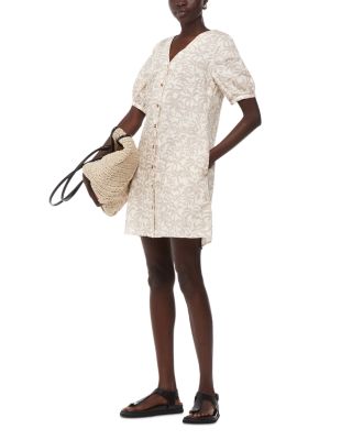 Palm Print Linen Blend Dress