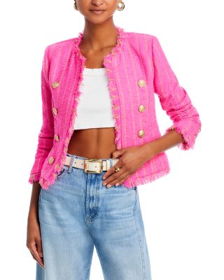 ジャケット・アウター L'AGENCE Multi tweed Blazer in Red/Pink L'Agence Rose Inez Tweed Blazer