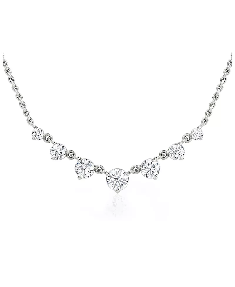 Vrai Linked Lab-Grown Diamond Tennis Necklace in 14K White Gold, .85ctw Round Brilliant Lab Grown Diamonds, 16-18"