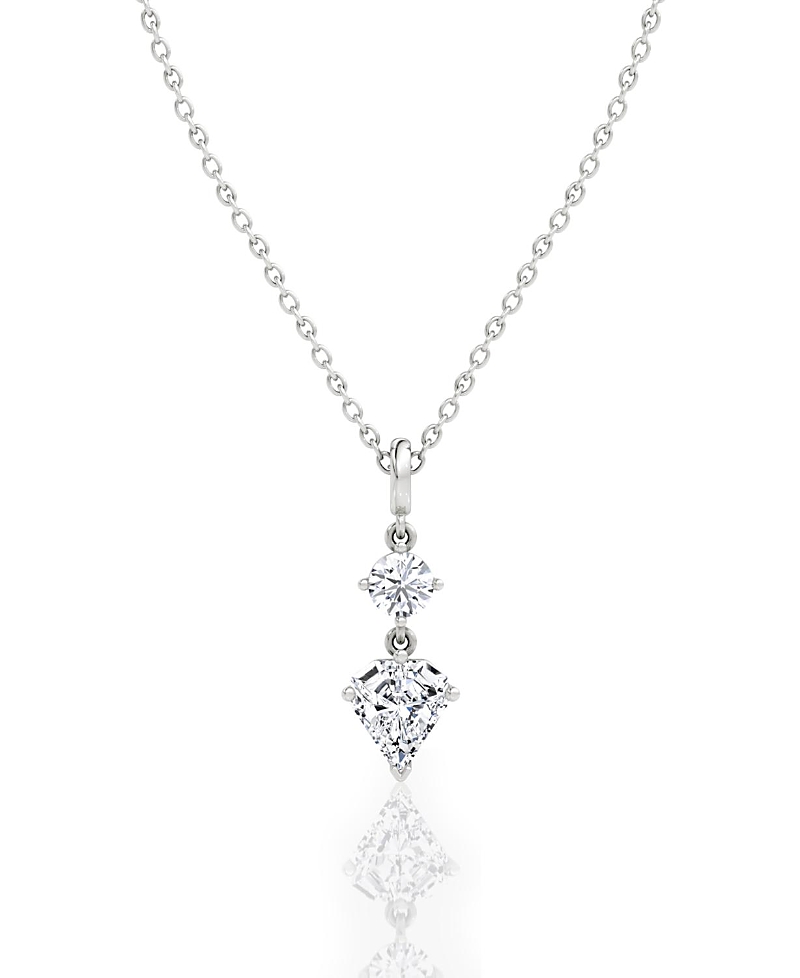 Vrai Duo Drop Pendant In 14k White Gold/gold, 1.0ctw Round Brilliant & Shield Lab Grown Diamonds, 18-20 In K White Gold