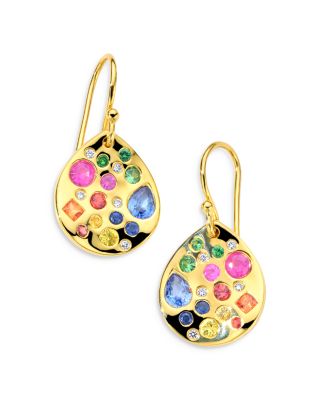 IPPOLITA - 18K Rock Candy&reg; Rainbow Sapphire, Tsavorite & Diamond Burnished Fancy Cut Earrings - Exclusive