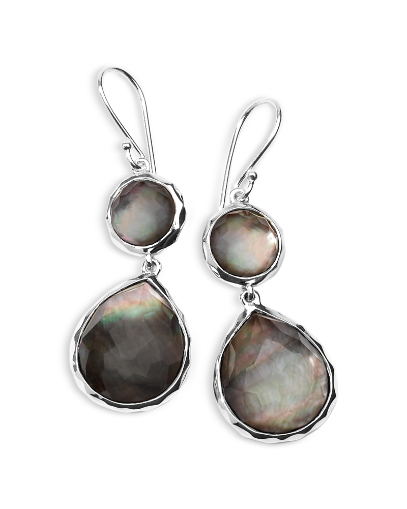 Ippolita Sterling Silver 925 Rock Candy Black Shell Doublet Double Drop Earrings In Black/silver