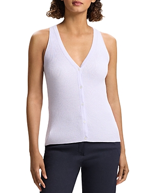 Shop Theory Slim Ribbed Vest In Soft Iris/white