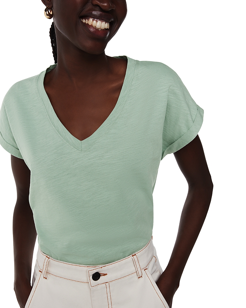 Whistles Willa V Neck Cap Sleeve Tee