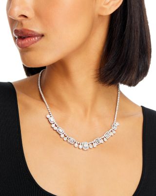 Diamond Mixed Cut Statement Necklace in 14K White Gold, 6.0 tcw