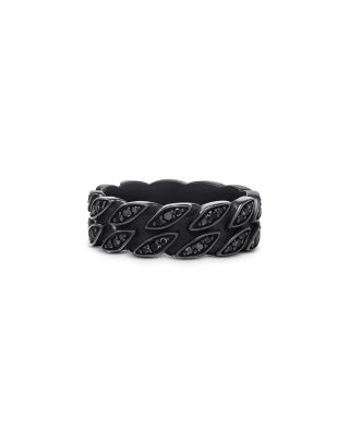 David Yurman - Men's Black Titanium Chain Black Diamond Pav&eacute; Curb Link Ring