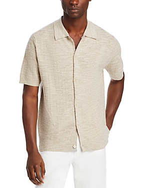 Shop Nn07 Nolan Short Sleeve Regular Fit Knit Shirt In Greige