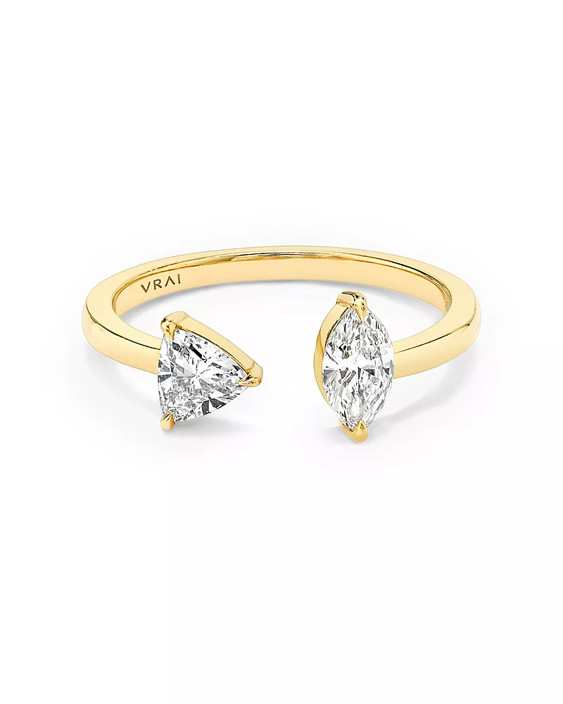 Vrai Mixed Lab-Grown Diamond Cuff Ring in 14K Yellow Gold, .50ctw Marquise & Trillion Lab Grown Diamonds